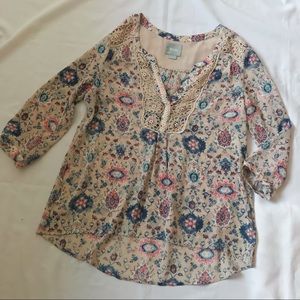 Anthropologie Maeve Beige Paisley Blouse Top 4 S